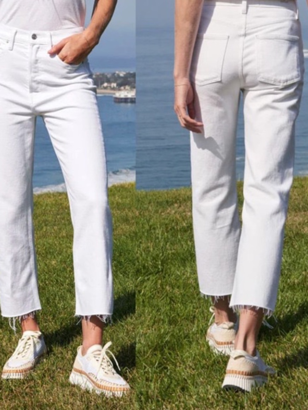 Frank & Eileen Women's White Monaghan Cropped Frayed Hem Mom Jeans 29